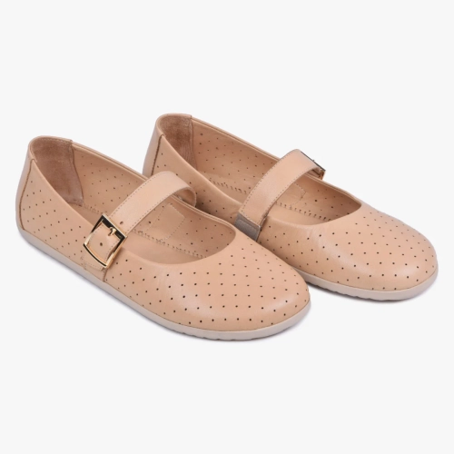 BALERINKI BAREFOOT DAMSKIE SKÓRZANE SZEROKIE BEŻOWE KAMPOL 504 (8).webp