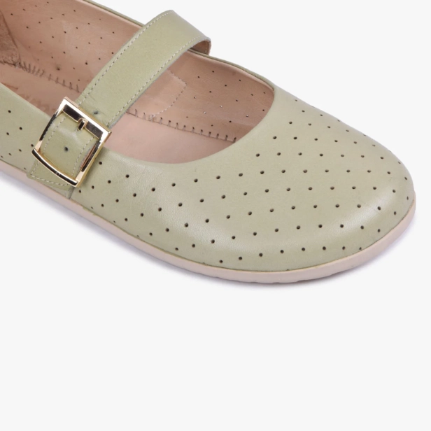 BAREFOOT BALERINY DAMSKIE SKÓRZANE SZEROKIE PISTACJOWE KAMPOL 504 (2).webp