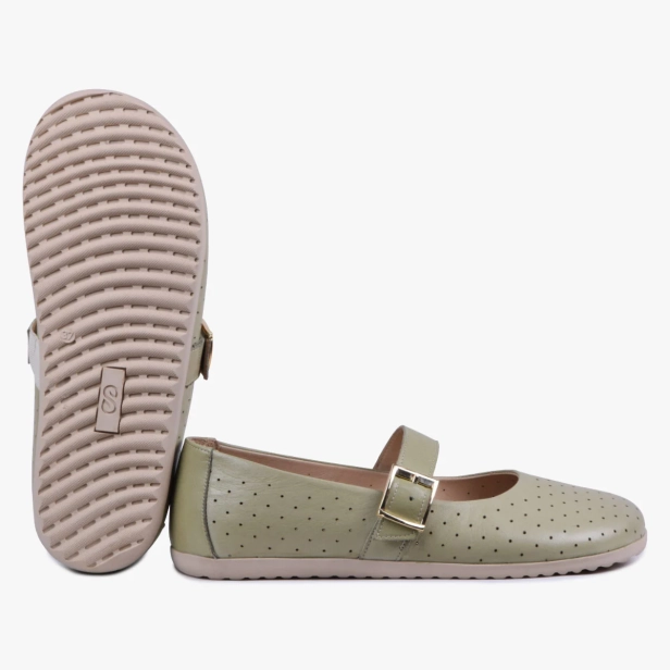 BAREFOOT BALERINY DAMSKIE SKÓRZANE SZEROKIE PISTACJOWE KAMPOL 504 (5).webp