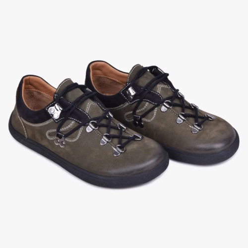 Buty trekkingowe barefoot damskie skórzane khaki Kampol 114 (2).webp