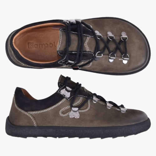 Buty trekkingowe barefoot damskie skórzane khaki Kampol 114 (5).webp