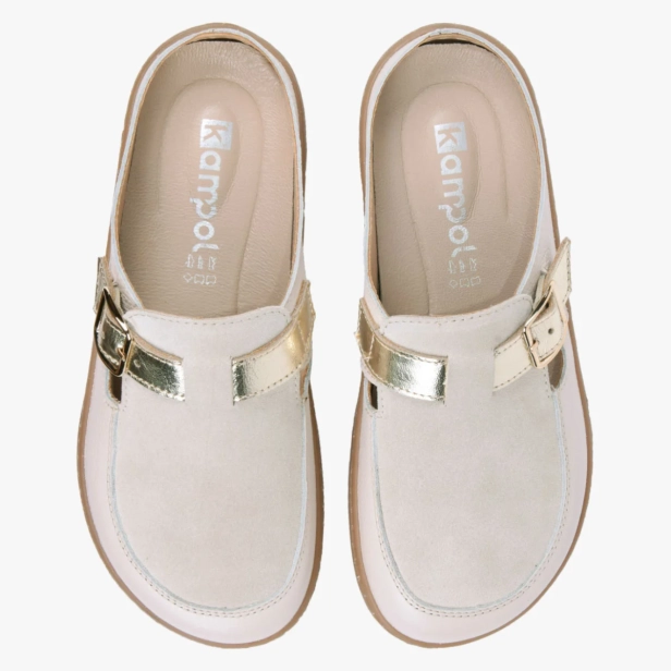 Klapki damskie skórzane barefoot szerokie Kampol beżowe 701_BEZ (1).webp