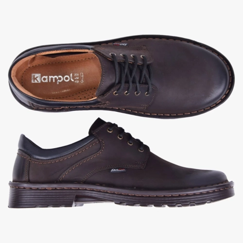Buty męskie skórzane szerokie wygodne Kampol brązowe 11_4 (1).webp