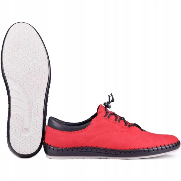 Buty męskie skórzane miękkie na lato czerwone wsuwane Kampol 337_39 (1).webp