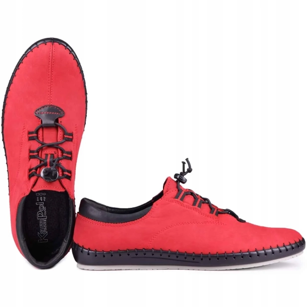 Buty męskie skórzane miękkie na lato czerwone wsuwane Kampol 337_39 (2).webp