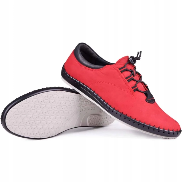 Buty męskie skórzane miękkie na lato czerwone wsuwane Kampol 337_39 (5).webp