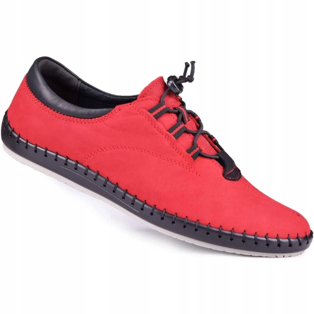 Buty męskie skórzane miękkie na lato czerwone wsuwane Kampol 337_39 (6).webp