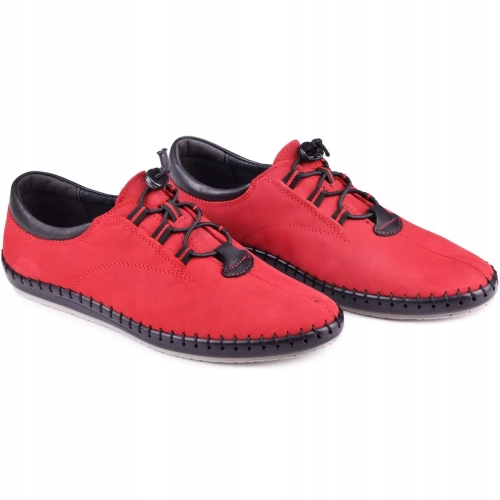 Buty męskie skórzane miękkie na lato czerwone wsuwane Kampol 337_39 (7).webp