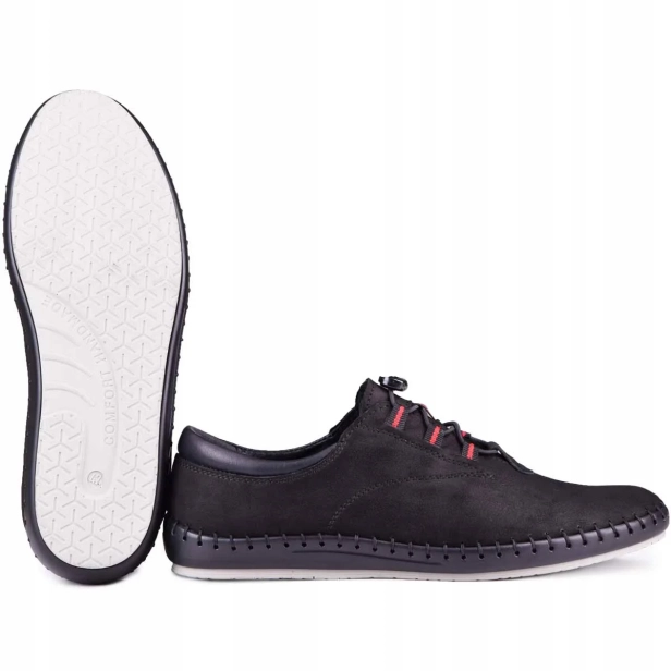 Buty na lato męskie czarne skórzane wsuwane Kampol 337_61 (2).webp