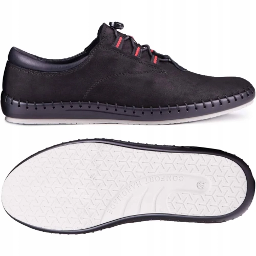 Buty na lato męskie czarne skórzane wsuwane Kampol 337_61 (7).webp