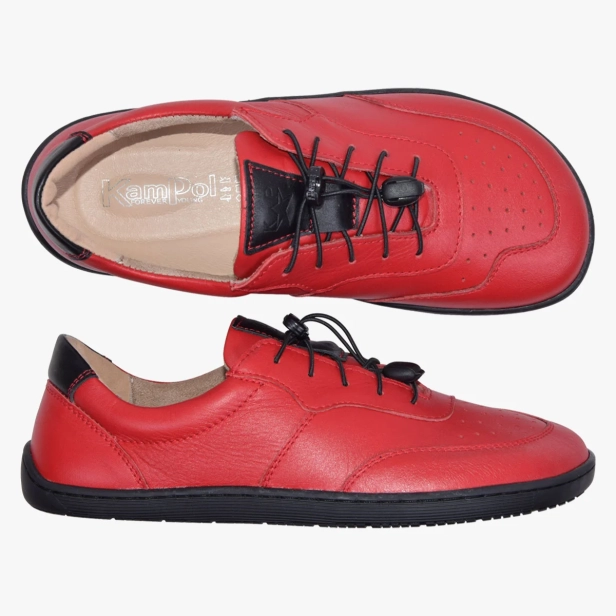 Buty minimalistyczne barefoot damskie skórzane czerwone Kampol (11).webp