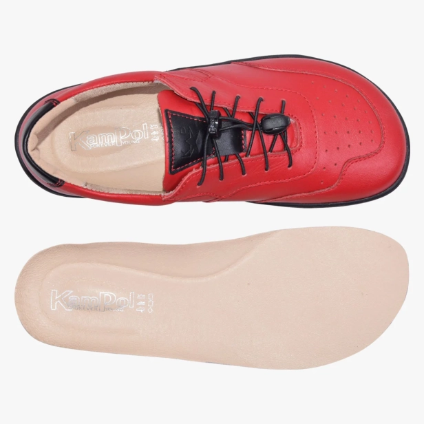 Buty minimalistyczne barefoot damskie skórzane czerwone Kampol (8).webp