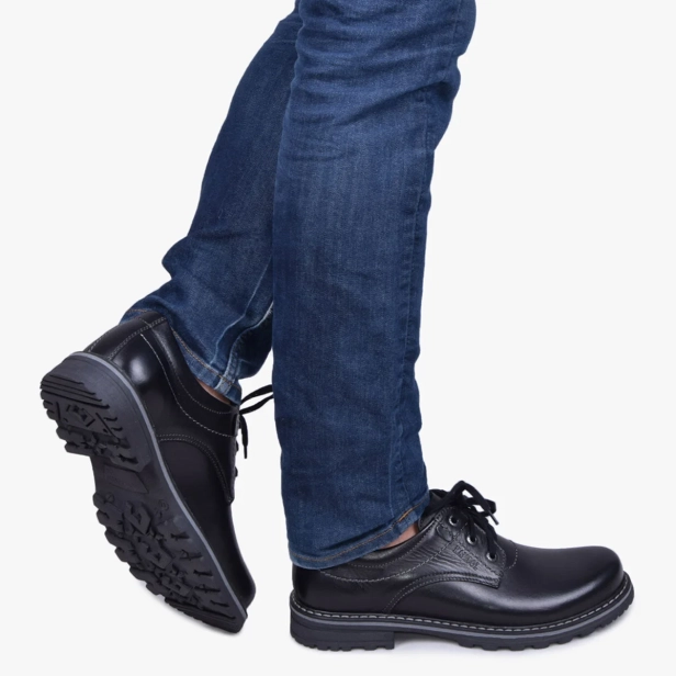 BUTY MĘSKIE TRAPERY SKÓRZANE CZARNE KAMPOL 32/15